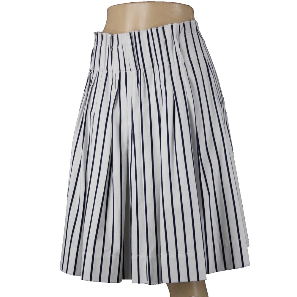 Kate Spade Broome Street Pleated High Waist Navy & White Striped Skirt